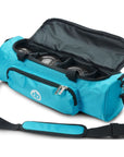 Drakes Pride Beam Bag, lightweight and roomy design, offered in silver, teal, red, or royal blue.