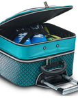 Drakes Pride Horizon Locker Trolley Bag, practical wheeled bag with locker space, available in silver, teal, royal blue.