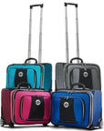 Drakes Pride Low Roller Trolley Bag, easy-roll design, available in aqua, cerise, royal blue, and silver.