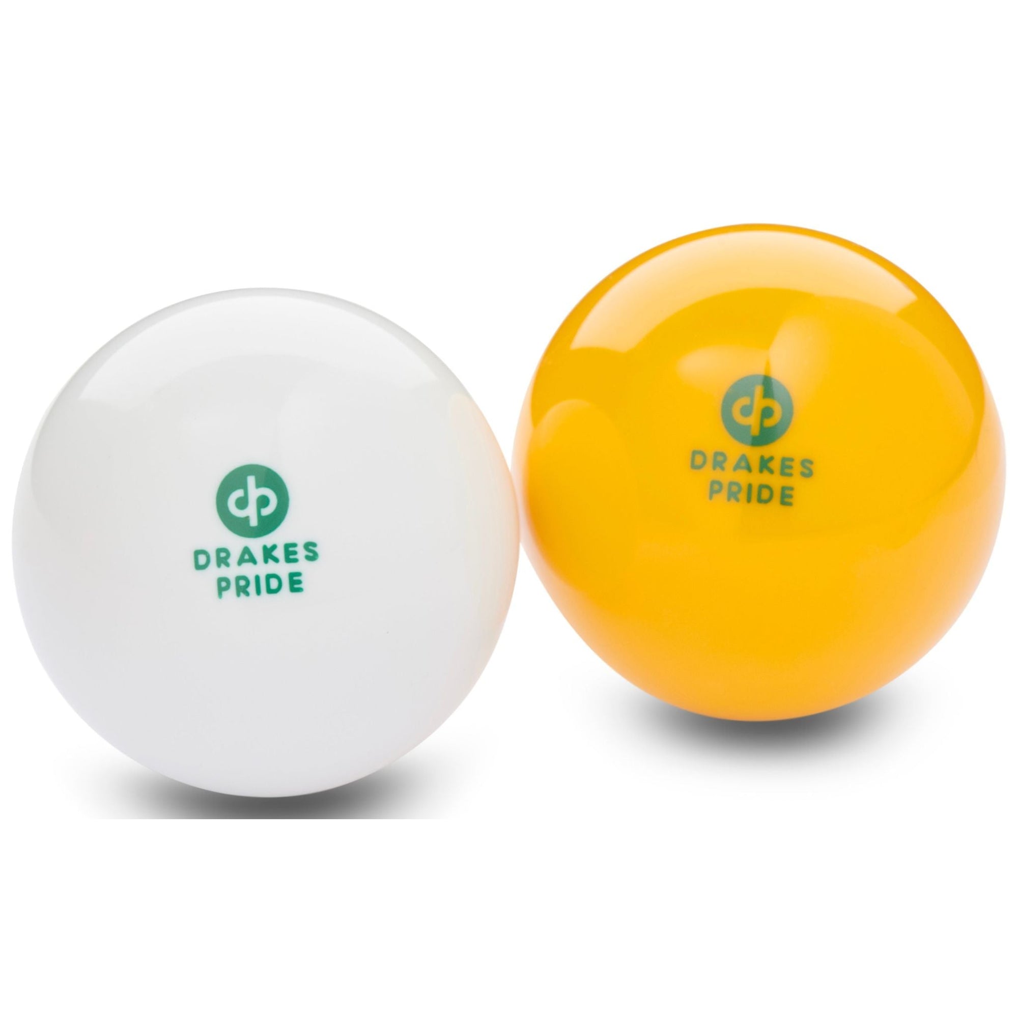 Drakes Pride Outdoor Jacks in yellow or white, durable for lawn bowls play.
