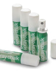 Drakes Pride Spray Chalk for lawn bowls, Green can with white cap, used for scoring marks.