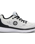Drakes Pride Renegade 4E wide fit bowls shoe in black, white, or blue with supportive sole.