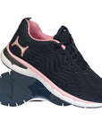 Henselite Ladies Impact L510 bowls shoe in black or navy/pink with cushioned sole and breathable mesh.
