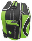 Taylor Bowls Compact Trolley Bag in red, blue, purple, or lime with trolley handle and wheels.