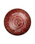 Drakes Pride XP coloured lawn bowls, vibrant finish with engraved grip rings.