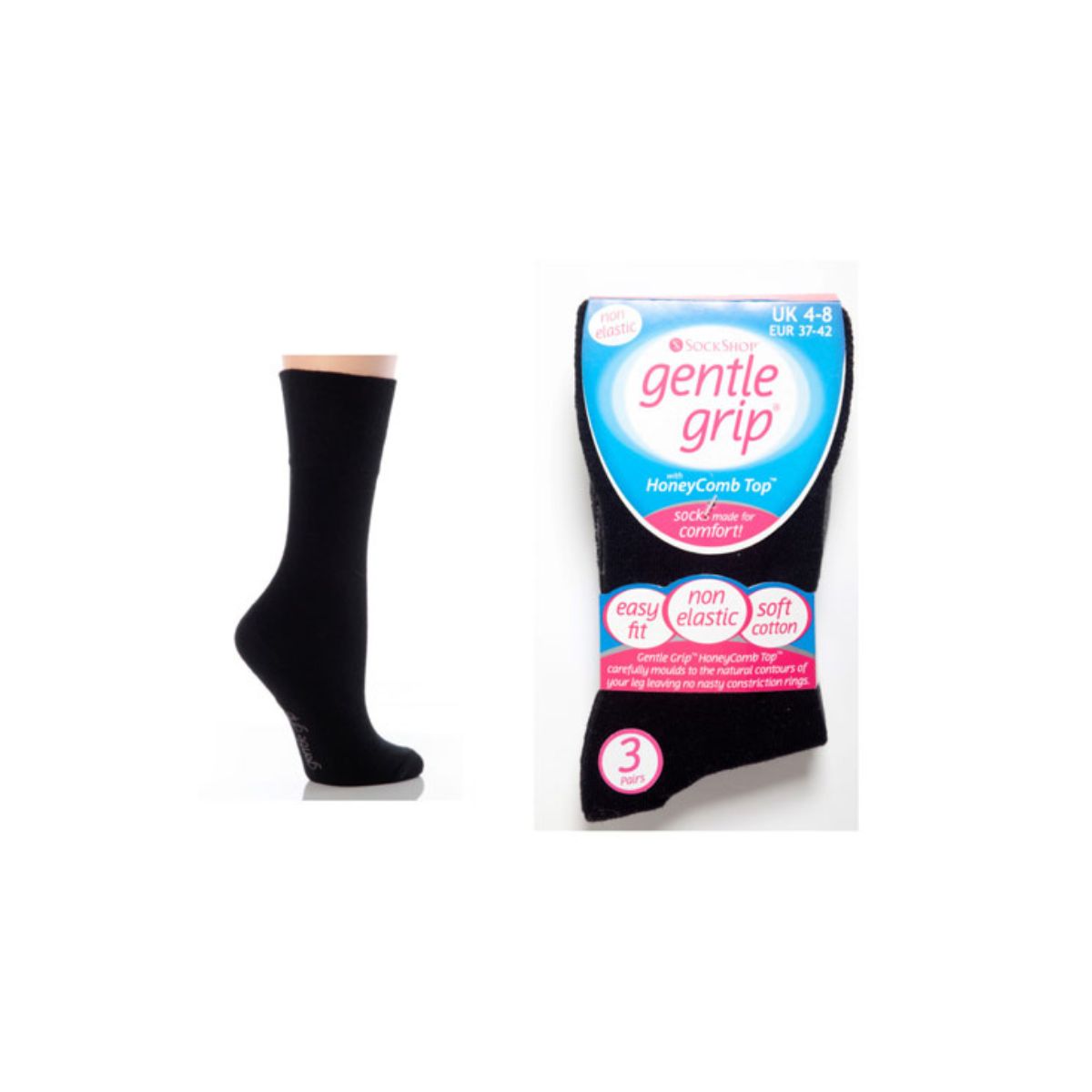 Gentle Grip Socks 3 Pack - 4