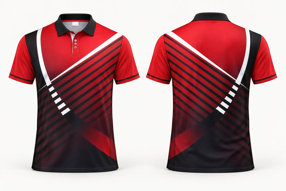 Monarch custom club polo shirt — front and back studio mockup