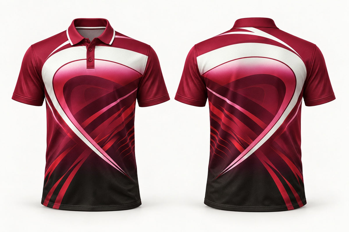 Pinnacle custom club polo shirt — front and back studio mockup