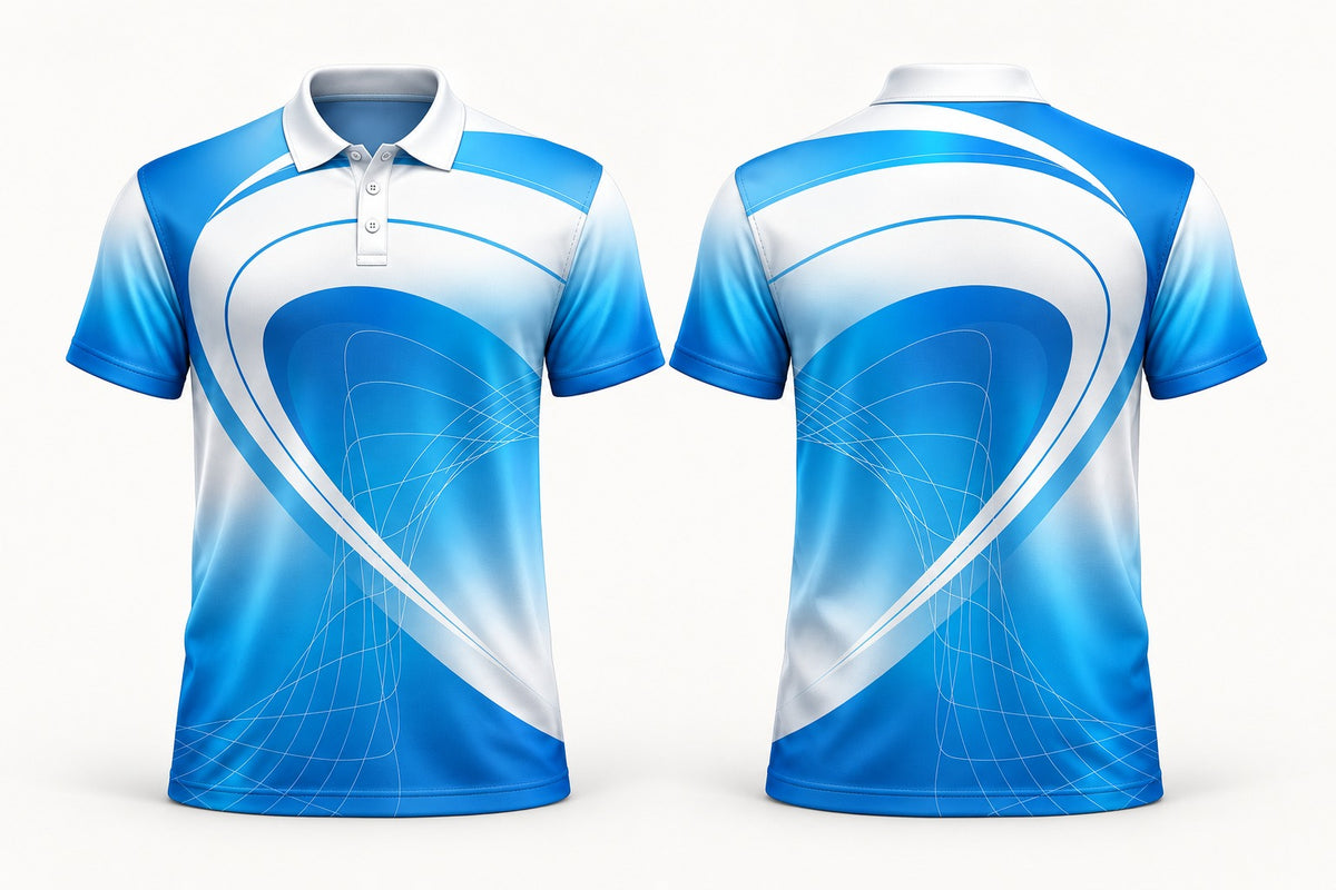Prime custom club polo shirt — front and back studio mockup
