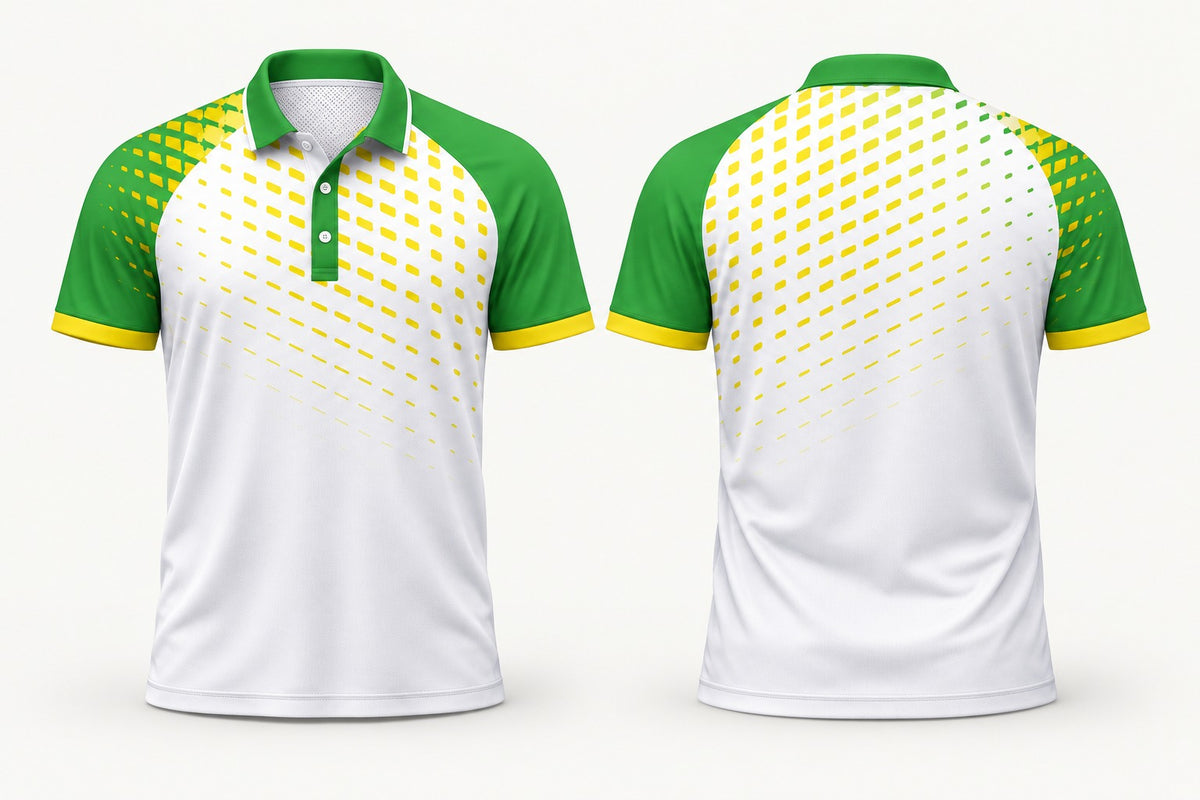 Sovereign custom club polo shirt — front and back studio mockup
